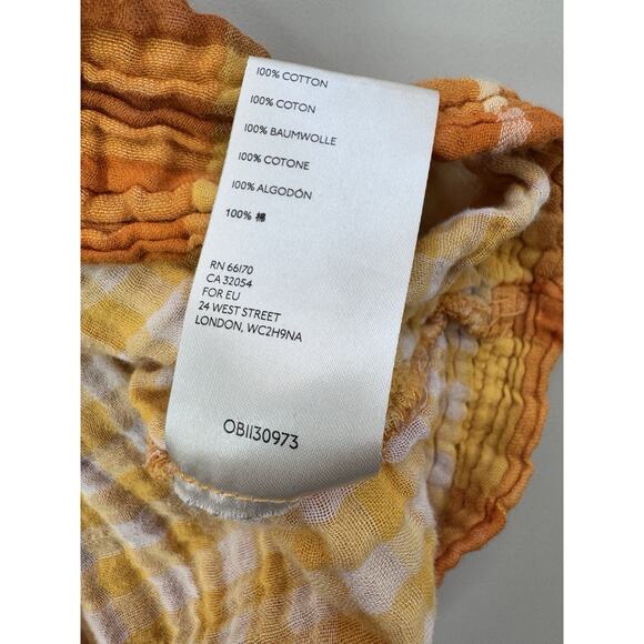 Anthropologie Pilcro Bette Babydoll Top XS Orange Flowy Peasant Gauzy Milkmaid - Picture 13 of 16